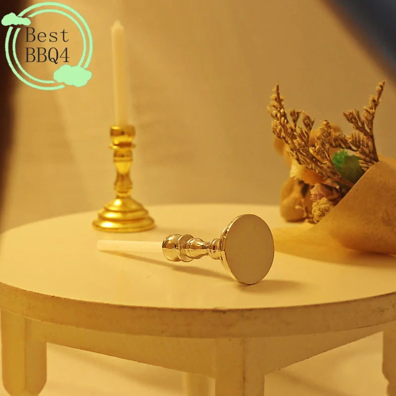 (BBQ4)1Pair 1:12 Dollhouse Miniature Candle Holder Candlestick Candelabra Model Home Decor Toy Doll House Accessories