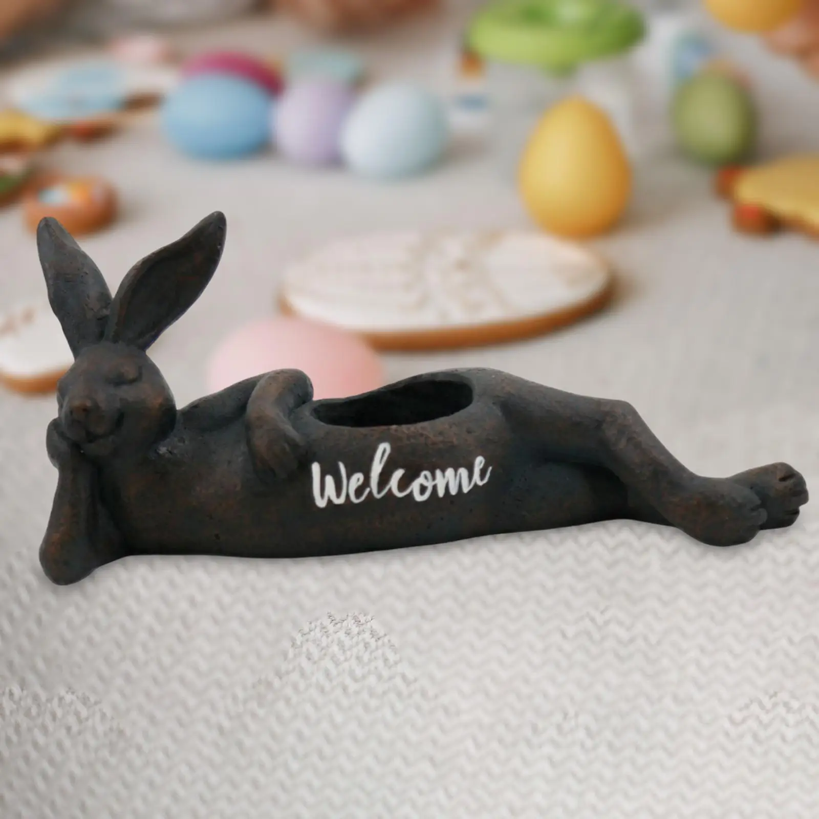 

Outdoor Plant Pot Craft Rabbit Figurine Planter for Office Indoor Decoration