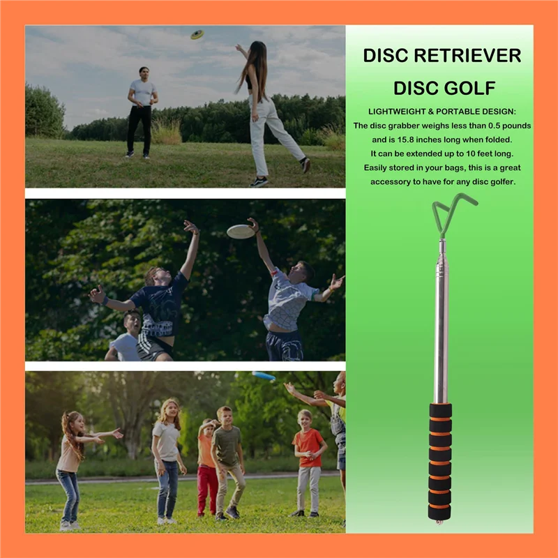 

ABAZJ Disc Golf Retriever Telescoping Disc Golf Grabber Durable Stainless Steel Disc Golf Retrieving Device Retrieve Discs