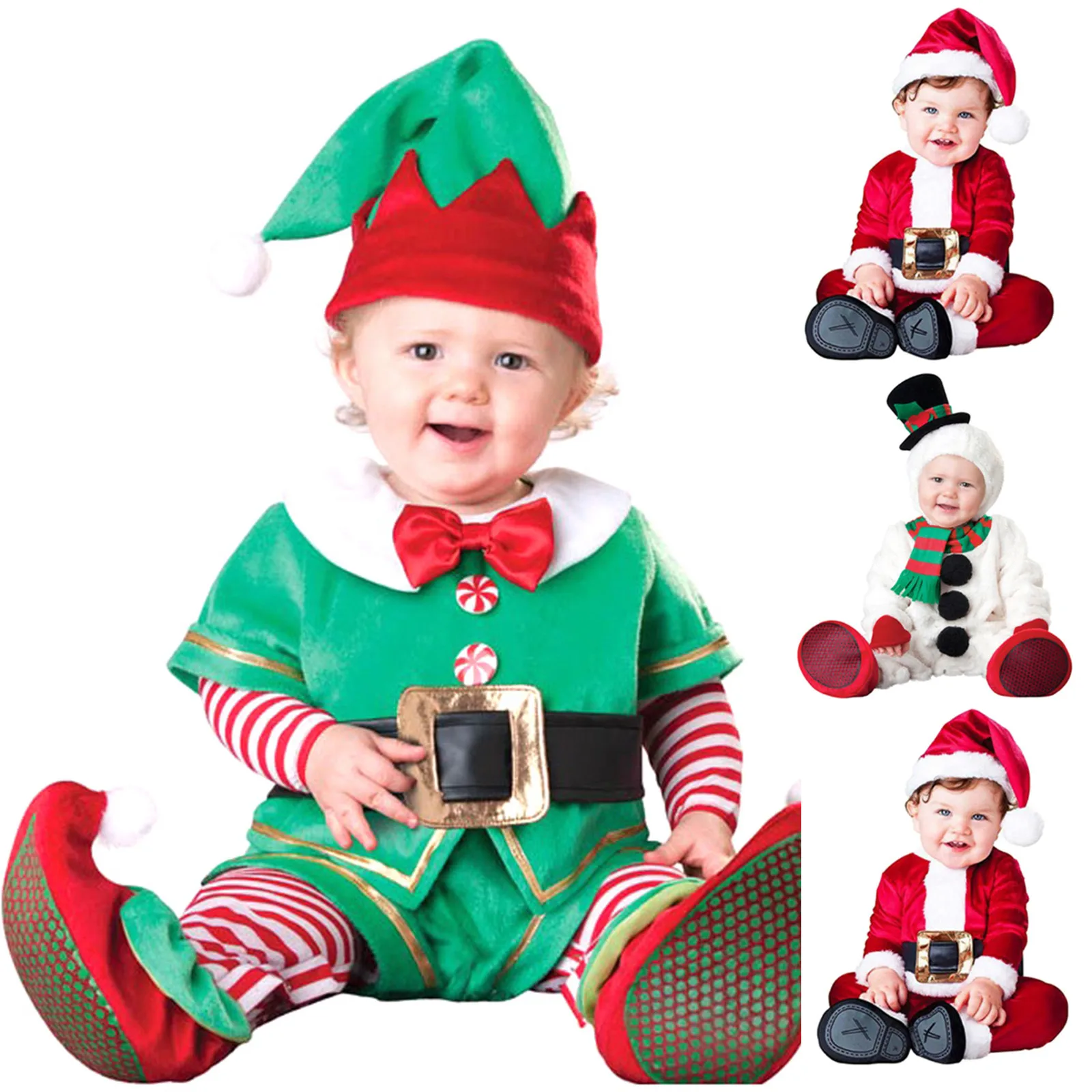 

Cute Santa Costume Performance Xmas Tree Snowman Clothes Baby Garden Snow Man Shape Cosplay Costume Layettes for Newborns Kids