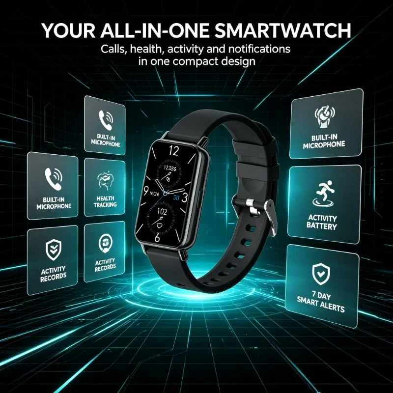 Reloj Inteligente Wetech Wx10 Slim con Pantalla Táctil y Llamadas Bluetooth para Caminatas Matutinas en la Montaña y Registro de Datos de Fitness al Aire Libre Durante Todo el Día