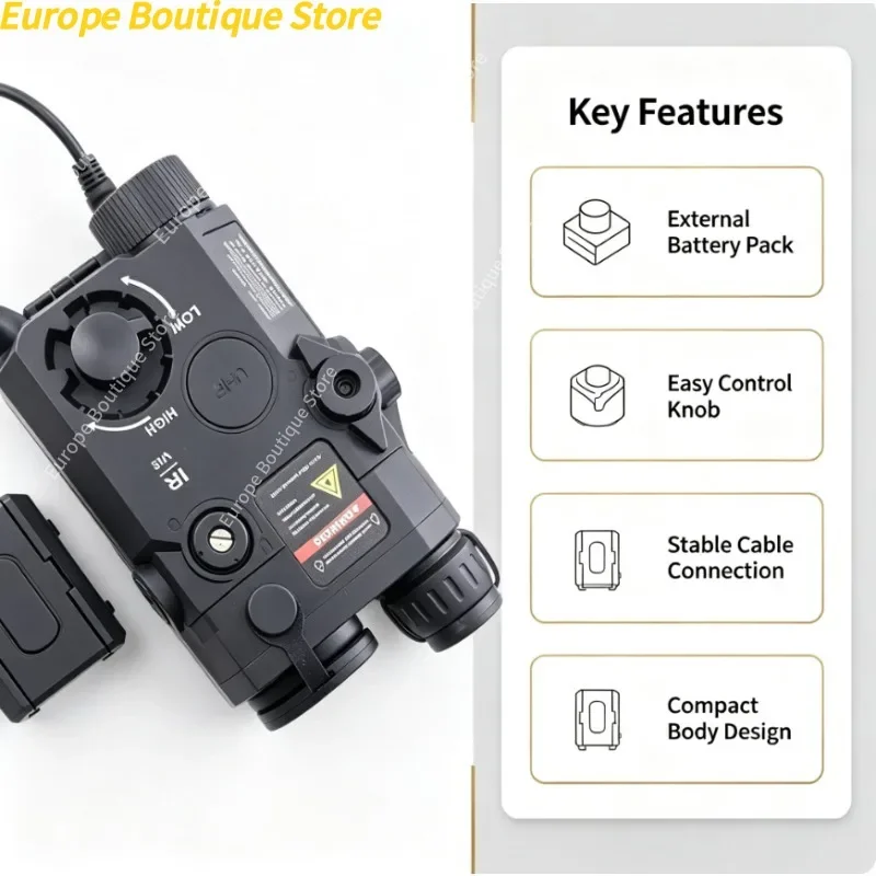 Adjustable Zero-In Peq‑15 Nylon Battery Box Infrared Laser Module 500-Lumen Flashlight Hobby Display Toy Accessory