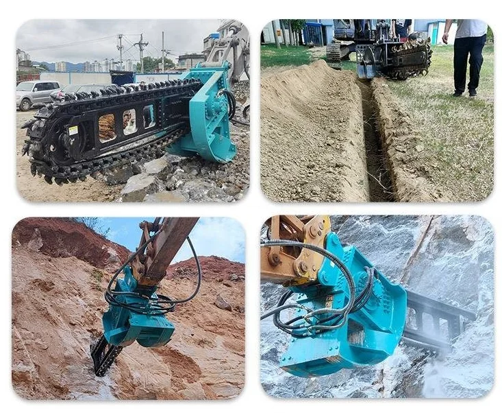 Excavator Attachment Trencher Machine Chain Trencher Excavator Trencher for Optical Cable Ditching