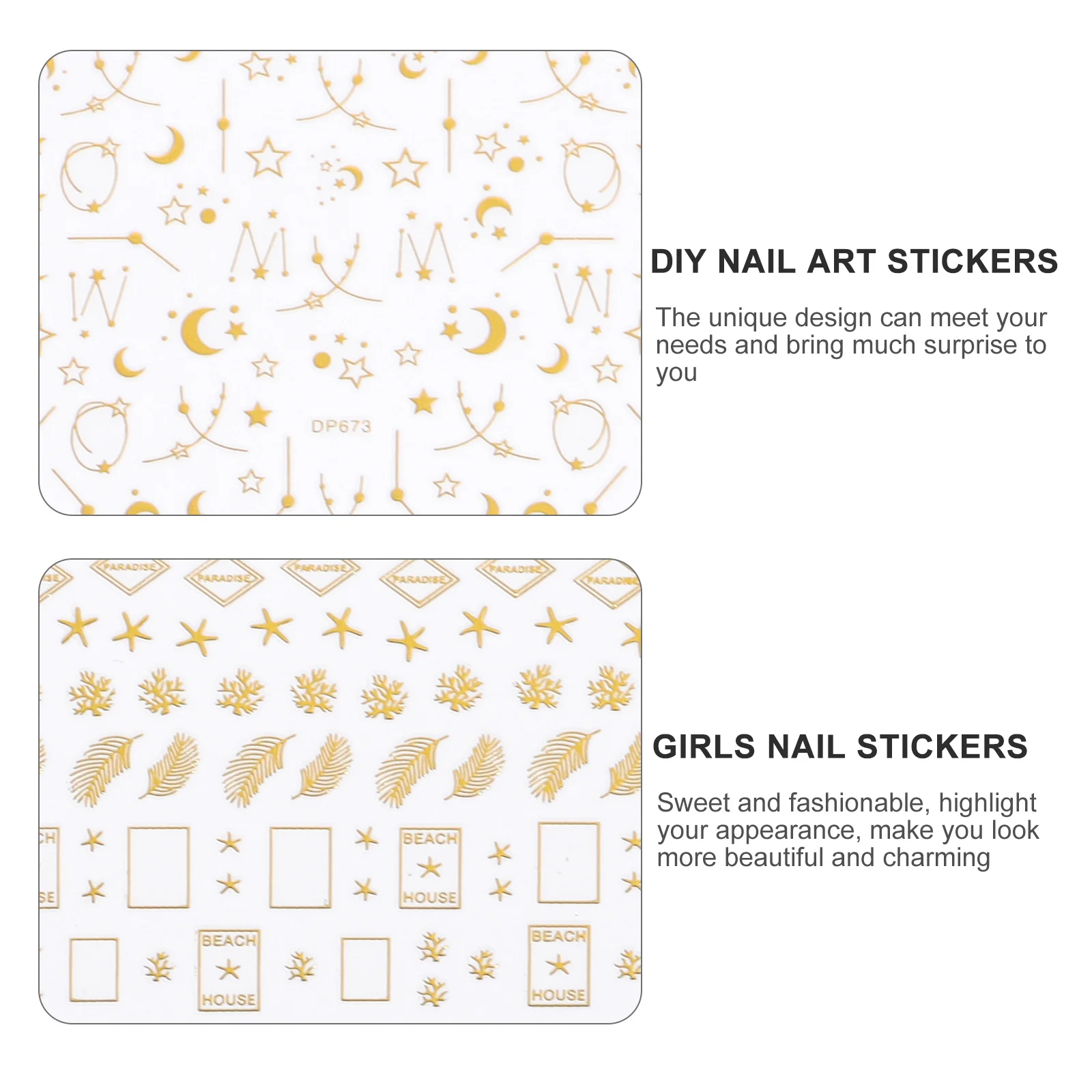 

10pcs Metal Stickers Diy Star Moon Design Long Lasting Shiny Nail Art For Women Trendy Nail Decals Accessories