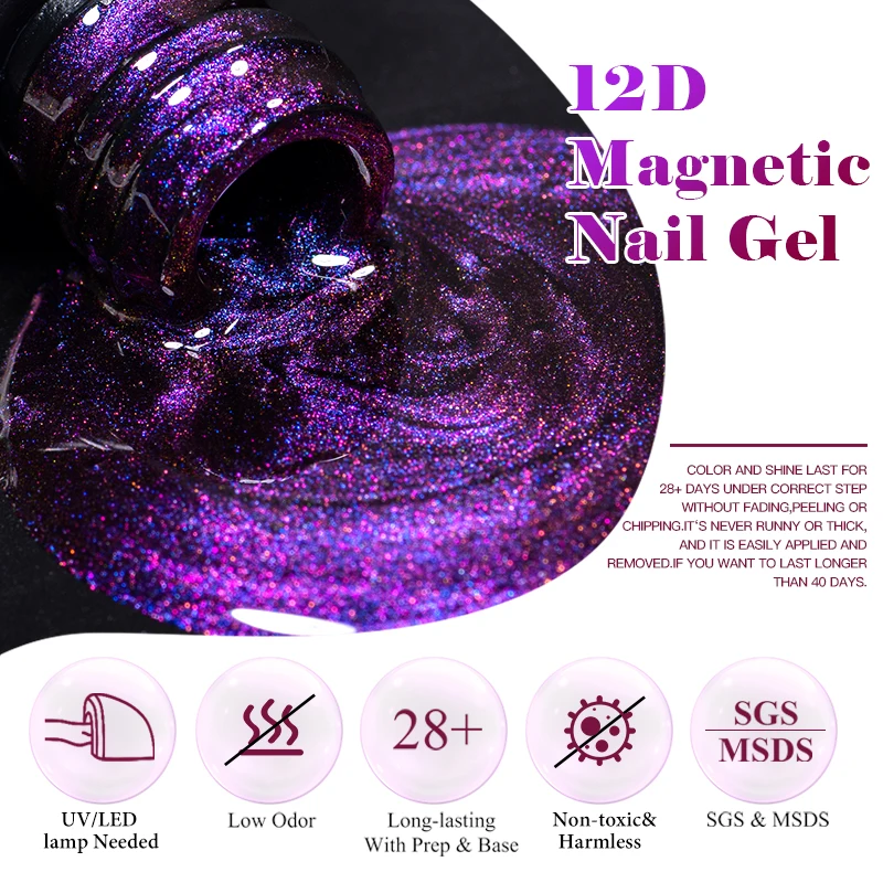 SPOTKAJ ACROSS 7ml 12D Laser magnetyczny żel do oczu kotów do paznokci Gem Explosive Flash Semi Permanent UV/LED Gel Nail Art