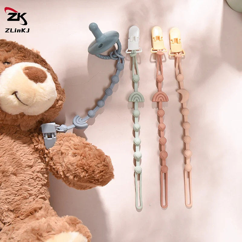 1Pcs Dummy Nipples Holder Clips Baby Silicone Pacifier Chain Clip Babies Teething Chain Toy Gifts For Cute Baby Accessories