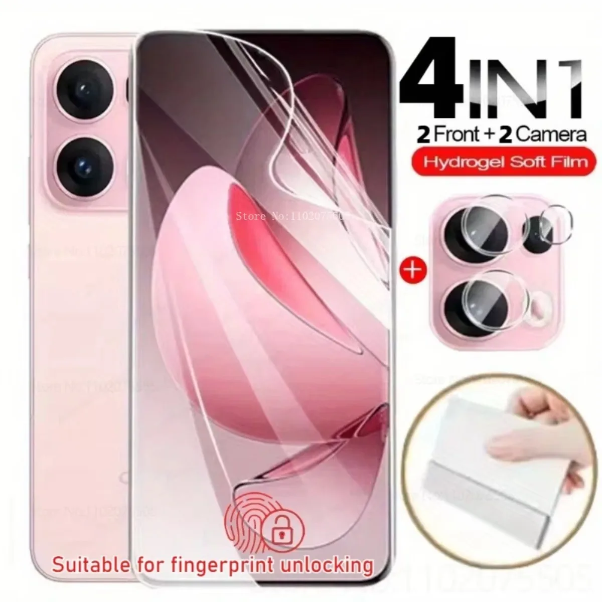 【2+2】2Pcs Camera Lens Protectors+2Pcs Ultra-Thin Hydrogel Film for OPPO Reno 14F 14/13 Pro 11F 12F 12 Pro Reno 8/9/10 Pro+ 13F