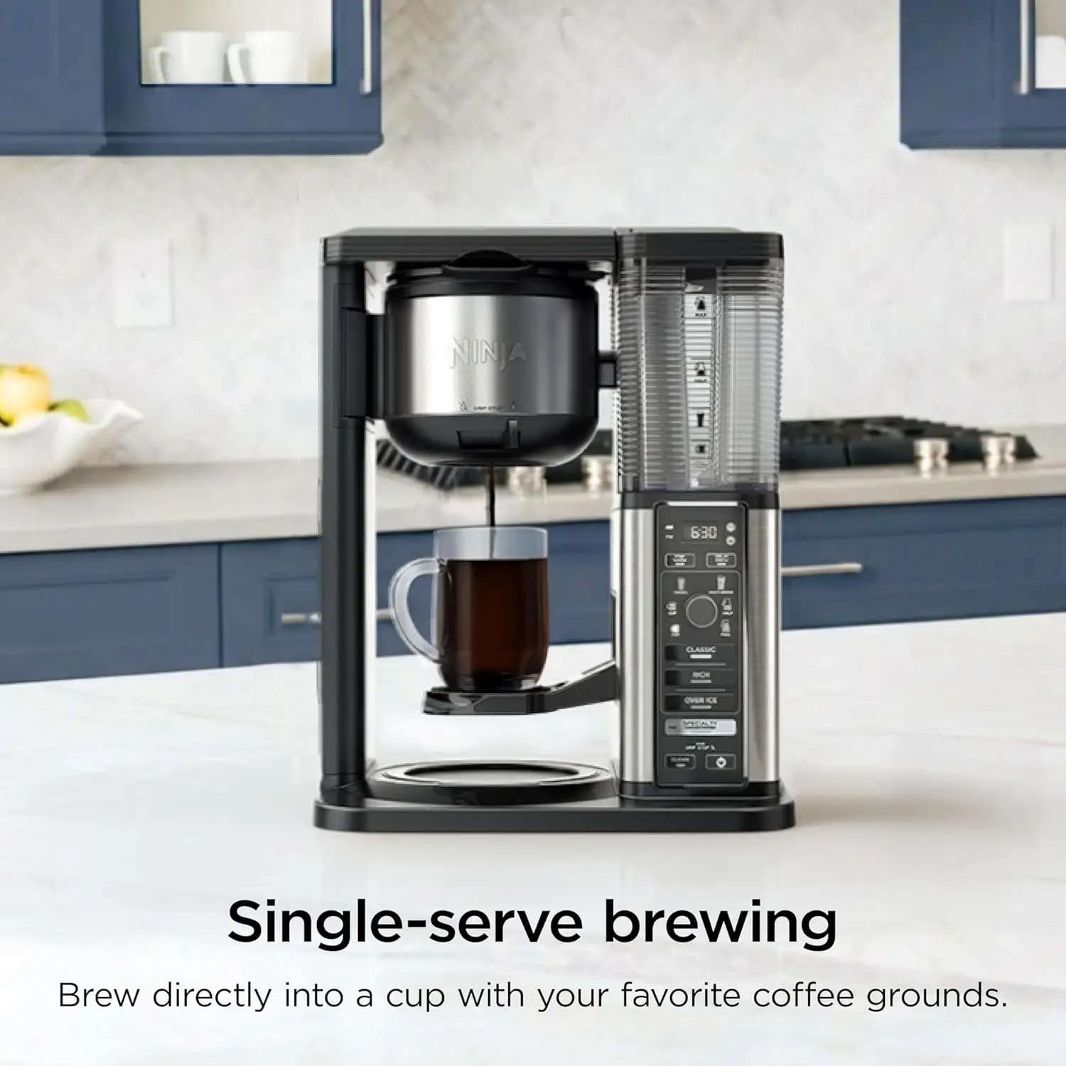 Coffee Maker with 10-Cup Carafe, Fold-Away Frother, Permanent Filter & Removable Dishwasher-Safe Reservoir, 6 Brew Styles, 8 Cup