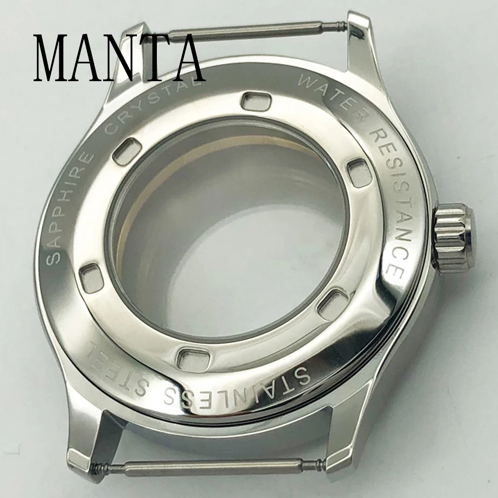 MANTA 42mm Silver Rose Gold Case Sapphire Glass Watch Parts Fit Miyota8205/8215/821A ETA2836 Mingzhu2813 Seagull ST1612 Movement