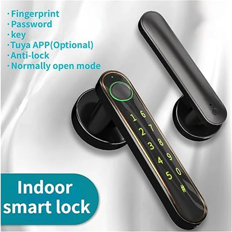 Office Fingerprint Lock Bluetooth Tuya Mobile Phone Unlock Password Door Lock Smart Door Handle Home