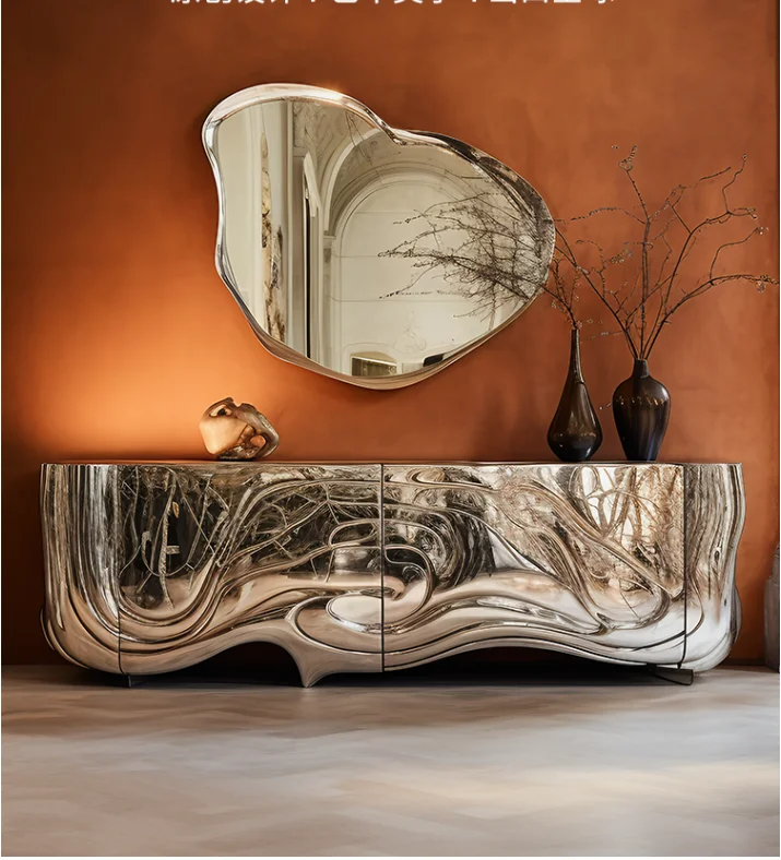 Art aesthetics Mirror side cabinet Italian style postmodern furniture International Museum high-end side cabinet