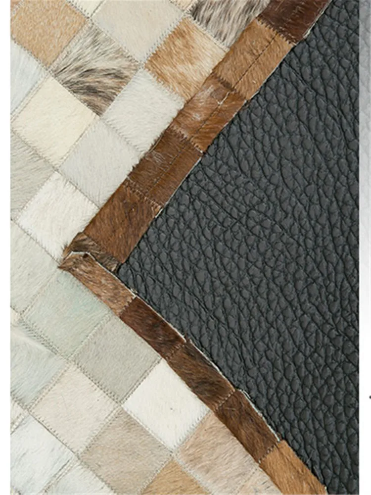 Tappeto con cuciture in pelle bovina fatto a mano soggiorno di lusso casa semplice moderno americano tavolino tappeto camera da letto comodino Mat Home Decor