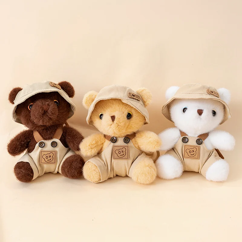 15 cm Kawaii Bär Schlüsselbund Cartoon Nette Puppe schlüsselring Gefüllte Bär Rucksack Tasche Auto Plüsch Anhänger Mädchen Spielzeug