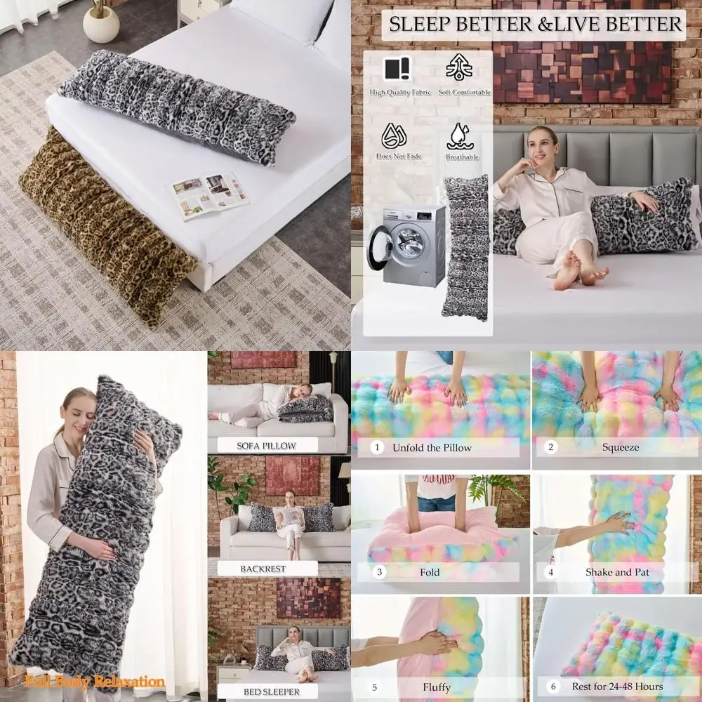 

Плюшевая подушка для тела с леопардовым принтом для взрослых, детей и подростков — 20x54 дюйма, идеально подходит для кровати, дивана и для тех, кто спит на боку.