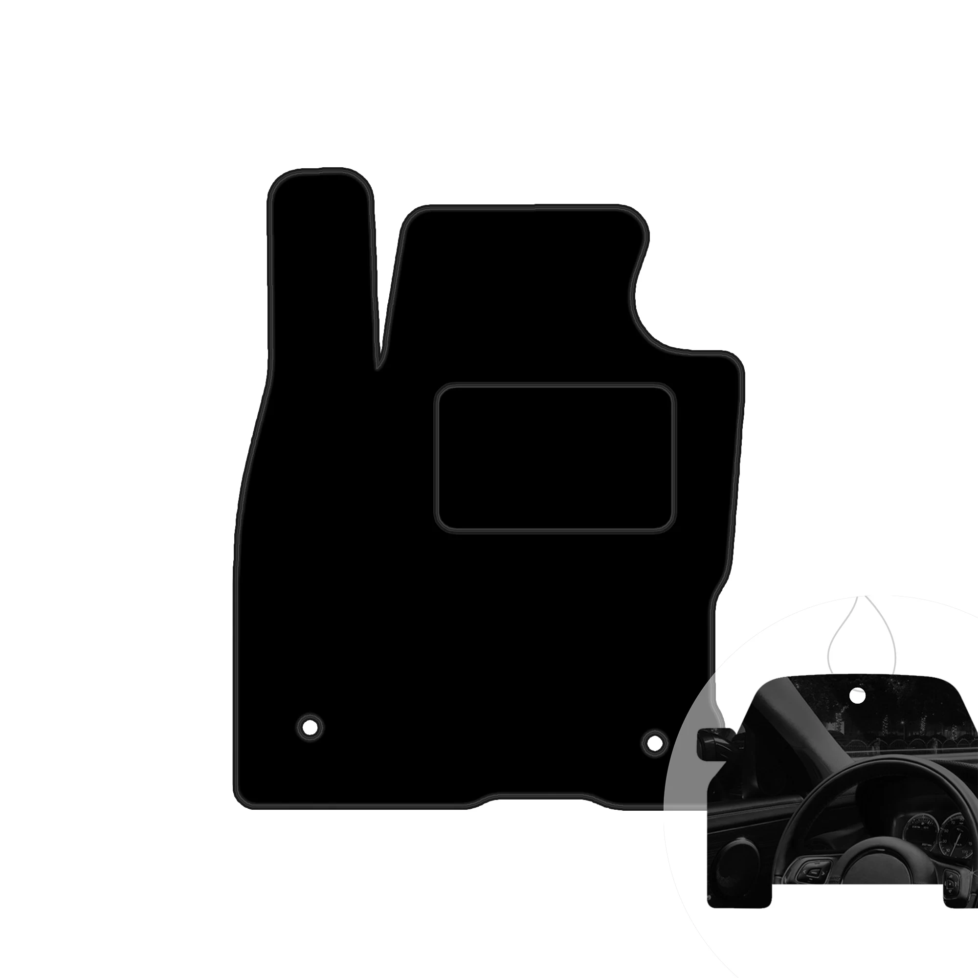 Vloermat van fluweel voor de bestuurderszijde - Zwarte rand - Geschikt voor: Ford Transit Connect IV 2-zits 2024-