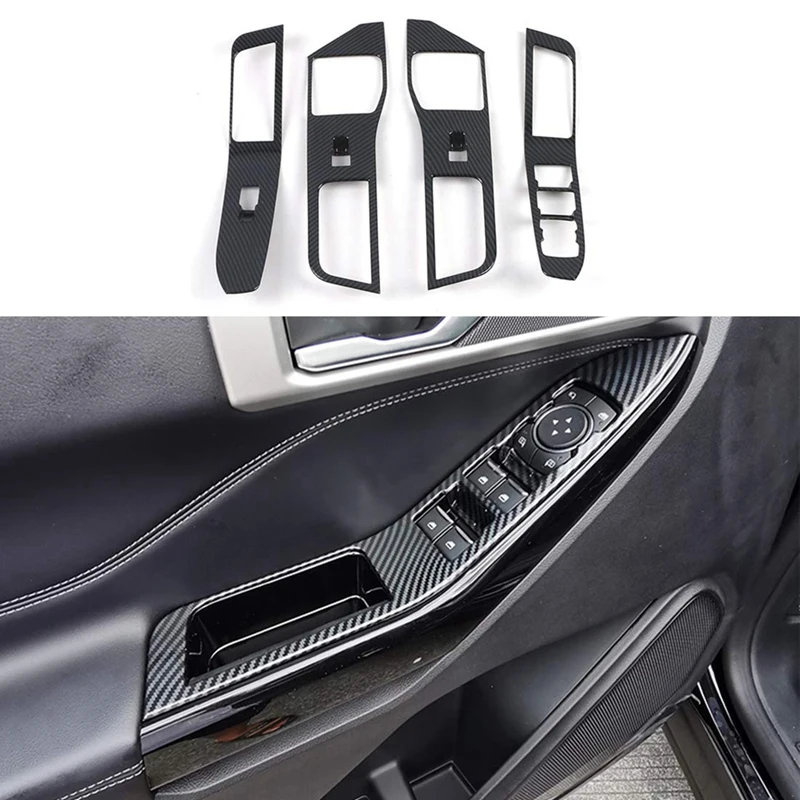 Car Door Window Lift Panel Cover Trim For Ford Explorer 2020 2021 2022 2023 Interior Parts Component Carbon Fiber