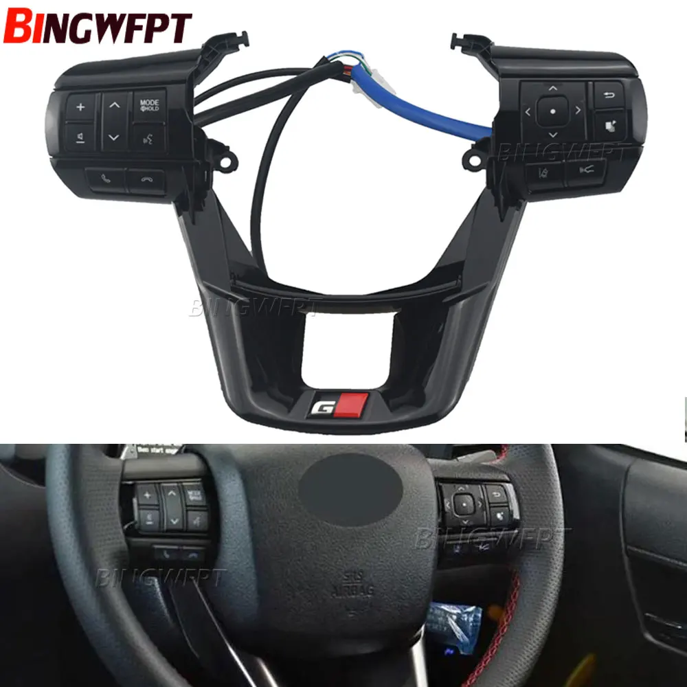 High quality Steering Wheel Button Switch For Toyota Revo Rocco Fortuner 2015-2020 For Toyota Hilux 2016-2023
