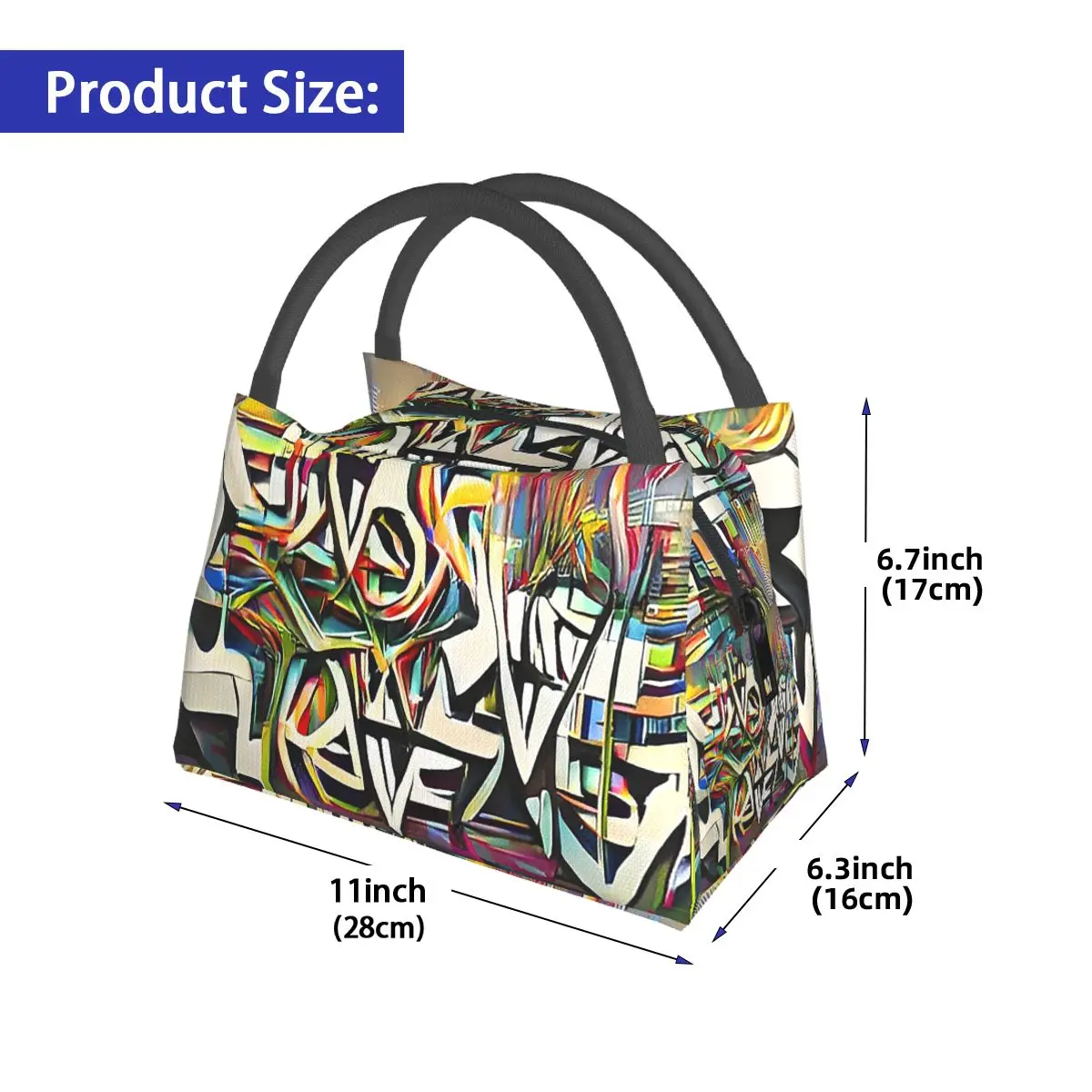 Urban Street Graffiti Art Lunch Bags, isolado Bento Box, sacola de piquenique impermeável, refrigerador, bolsa térmica para mulheres e estudantes