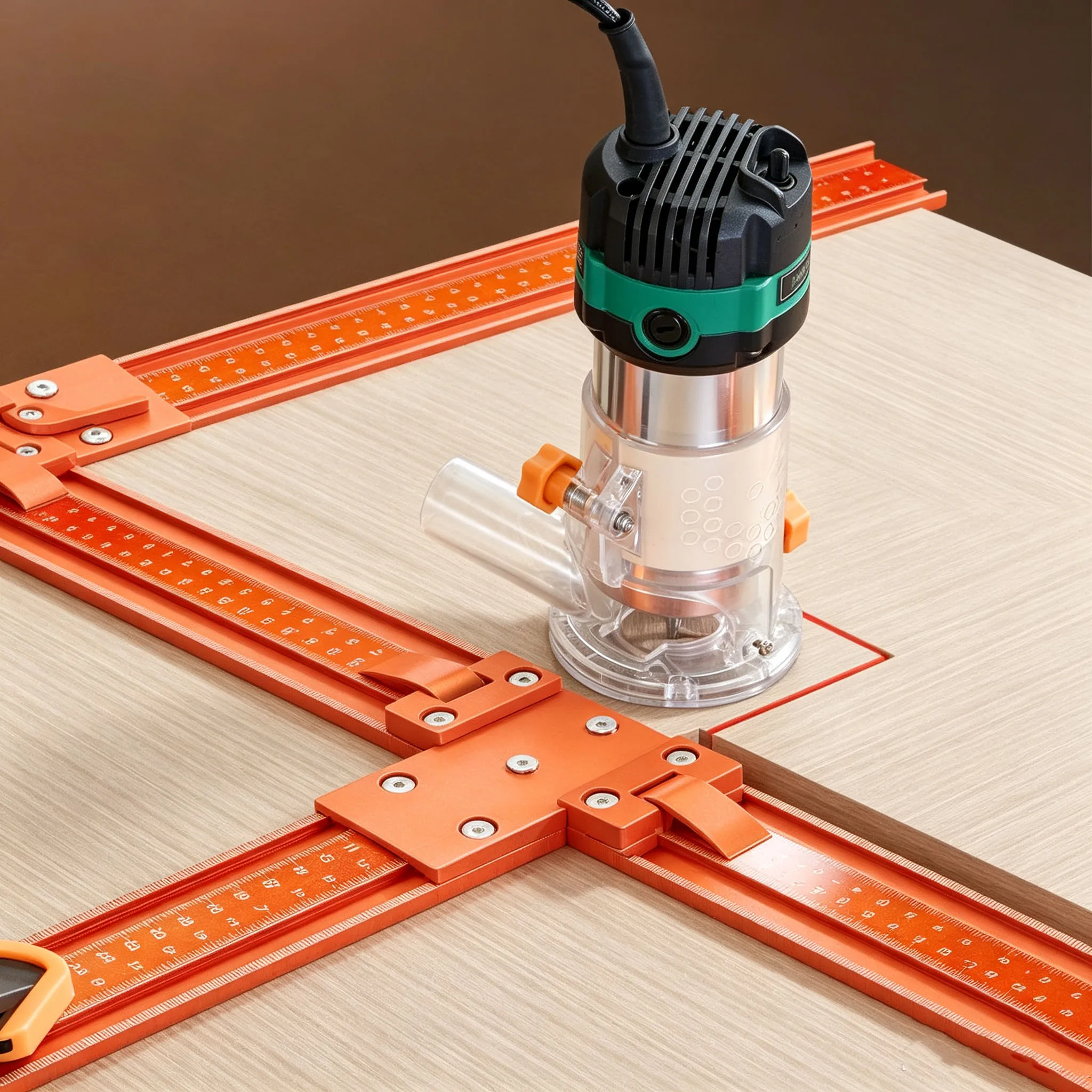 Professional Aluminum Cross-shaped Backing Ruler Circular Saw Guide Rail For Straight & 90° Wood Cutting Woodworking Tool