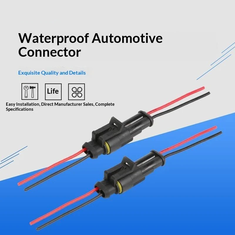 2 Pin Waterproof Automotive Electrical Connectors Reinforced Nylon Shell Stable for Farm Equipment Wiring Repair Work