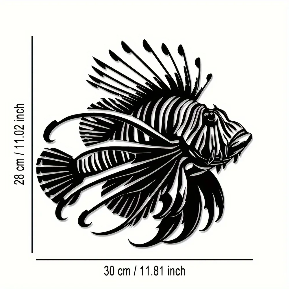 Metal Wall Art Lionfish - Vibrant Ocean-Themed Decor for Home, Bedroom, Beach House or Cabin, Durable Iron Fish Wall Hanging