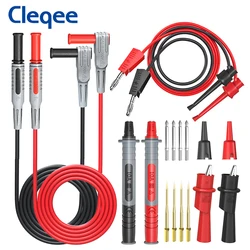 Cleqee P1308B 16-IN-1 Multimeter Test Leads Kit with Replaceable needles alligator clips 4mm Banana Plug to test Hook Clips Set