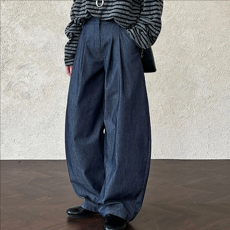 

Autumn clothing women new casual trousers loose high waisted wide leg pants