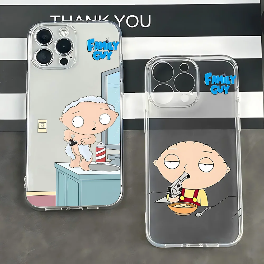Cartoon Family Guy Handyhülle für iPhone 17 16 16e 15 14 13 12 11 Mini Pro Max X XR XS Max 7 8 Air Plus Transparente Rückseite
