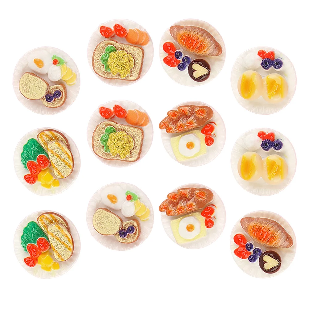 18pcs Simulation Food Ornaments Mini Snack Realistic Resin Dessert For Mini House Decor Kitchen Scene Pretend Play Micro