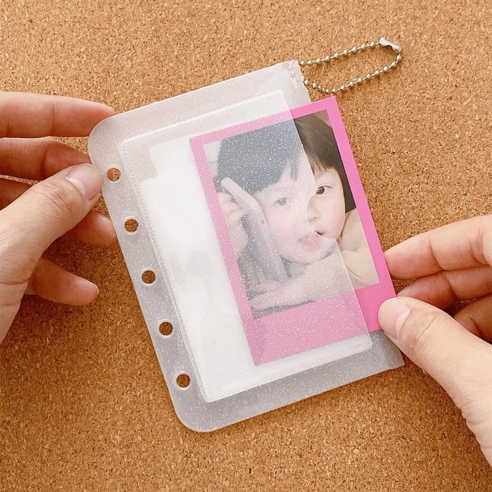 Original Glitter Transparent Card Holder Cover Five Holes PVC Book Inner Bag Loose Leaf M5 Storage Bag