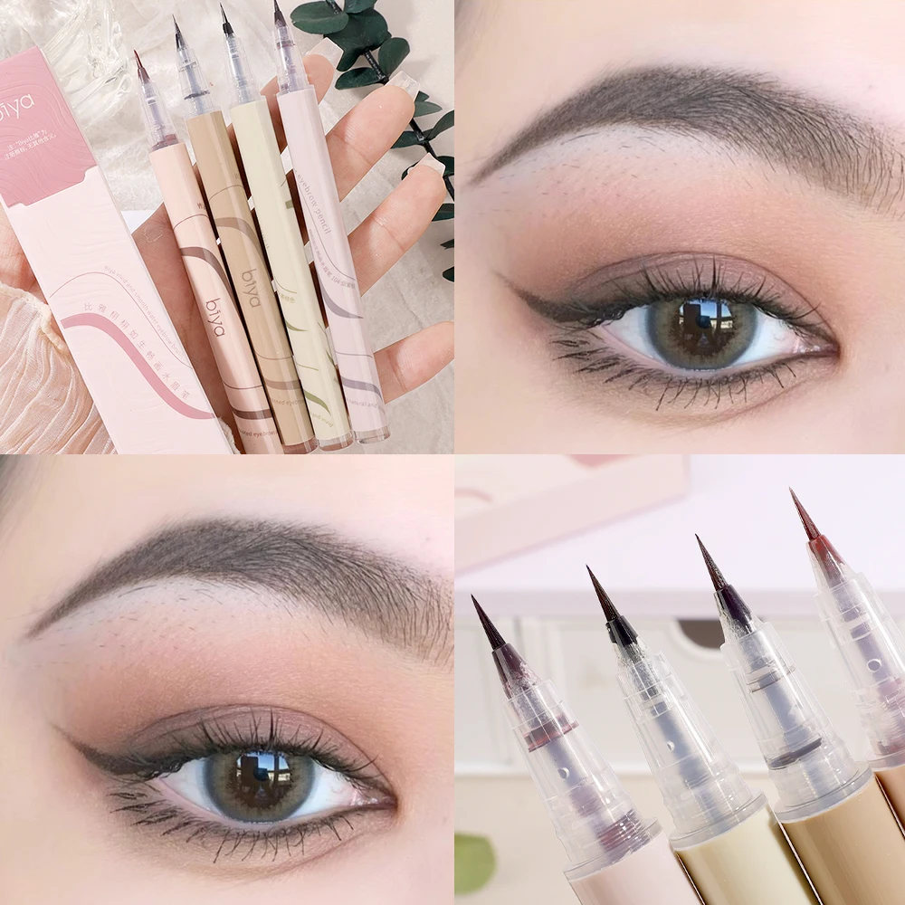 Ultra Fijne Vloeibare Wenkbrauw Potlood Waterdicht Blijvend Geen Bloeiende Liggende Zijderupsen Eyeliner Zweetbestendige Contour Wenkbrauw Pen Make-Up