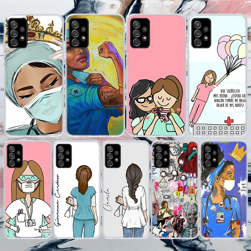 Medicine Nurse Doctor Soft Phone Case For Samsung Galaxy A14 A13 A12 A15 A54 A53 A52 A55 A34 A33 A32 A35 A24 A23 A22 A25 A04S A0