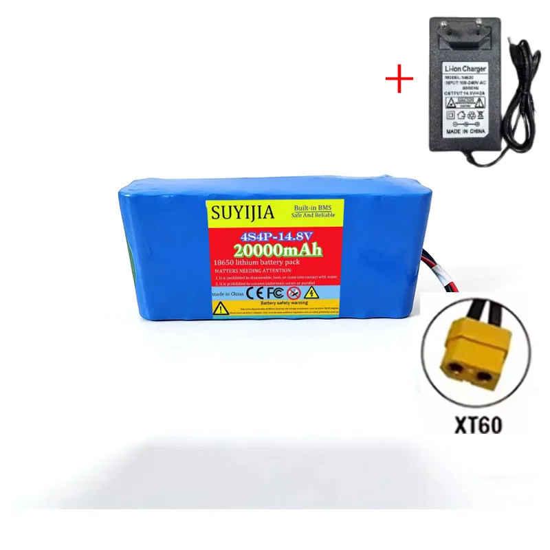 4S4P 14.8V 20Ah 18650 lithiumbatterij Ingebouwde 10A BMS Voor nachtvissen, verlichting, luidsprekers, radio's, 14V batterij + 16,8V 2A-oplader