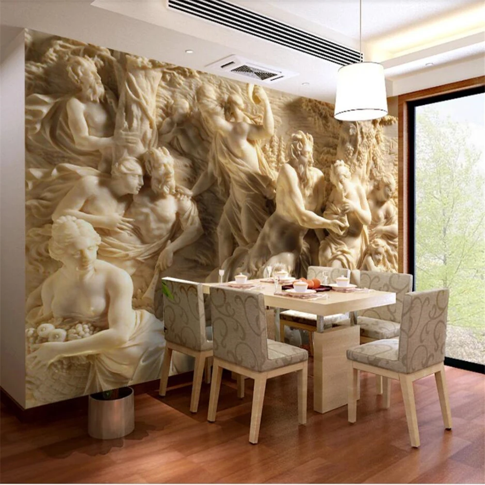 beibehang Custom 3d wallpaper mural relief three-dimensional Greek mythical character TV background wall paper papel de parede