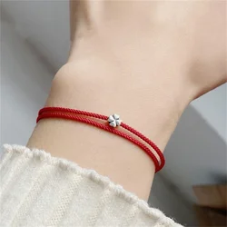 Handmade Lucky Clover  Red Rope Bangle Size Adjust Women Men Lovers' Bracelets Anklet Drop Shipping