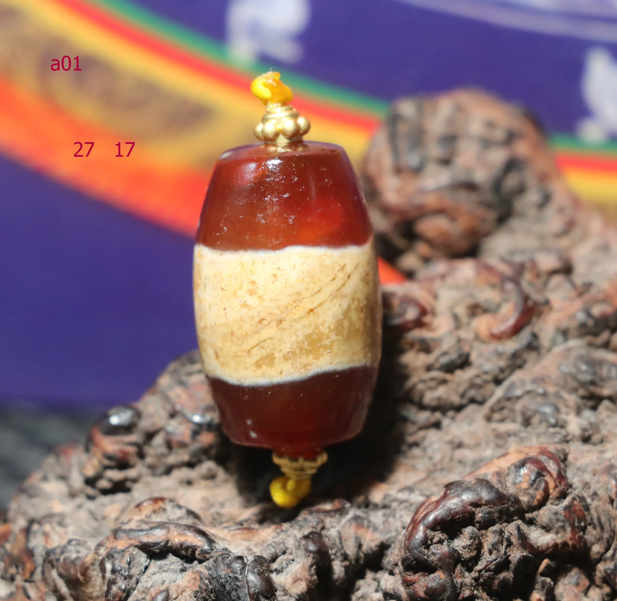 

Treasure Talisman Magic Tibetan Old Agate Colorful 1 Line Healer Meicine dZi Bead Top 4A+ TT Precious Gemstone timestown
