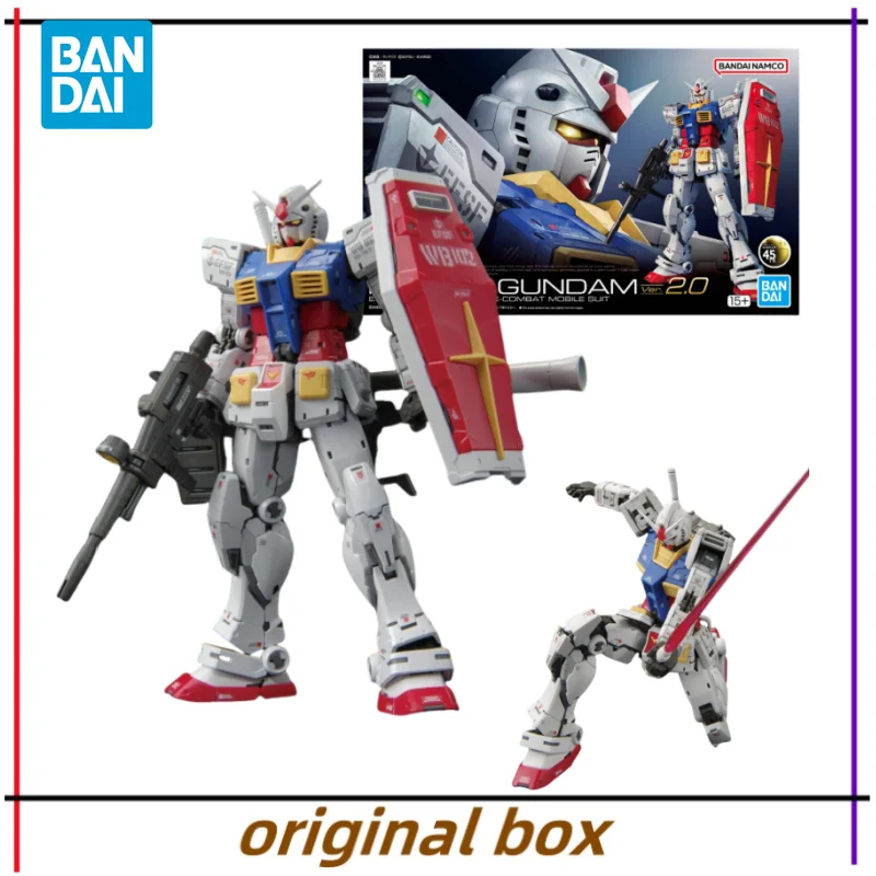 Bandai Figure Model RG RX-78-2 GUNDAM Ver 2.0 Anime Figures Toys Collectible Gift for Children Genuine Brand New and Unopened