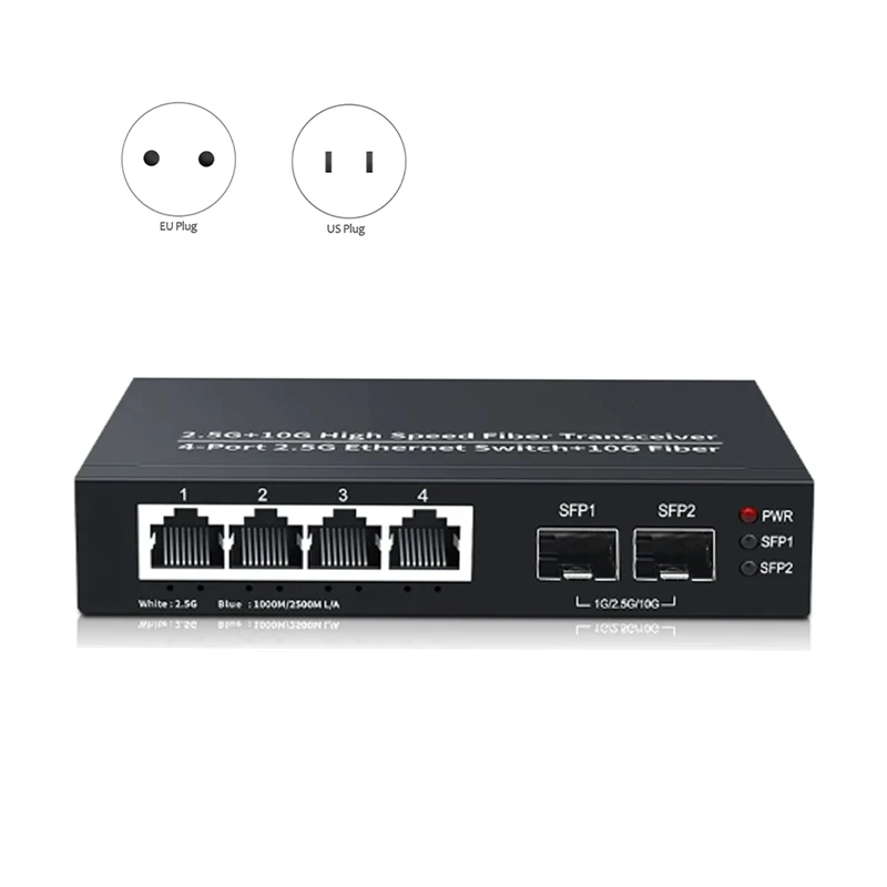 

2.5Gbe Ethernet Switch 4 Port Network Switcher 2 Port 10G SFP+ Slot Home Lab Hub Internet Splitter Plug And Play