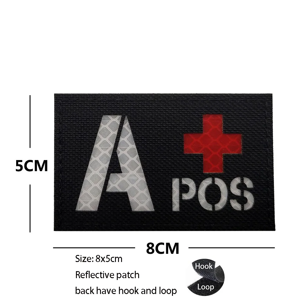 CP Camouflage Laser Cutting Reflective Blood Type Badge, 5 Pieces A Tactical Blood Type Set, Luminous Patch A-NEG Backpack Patch view 5