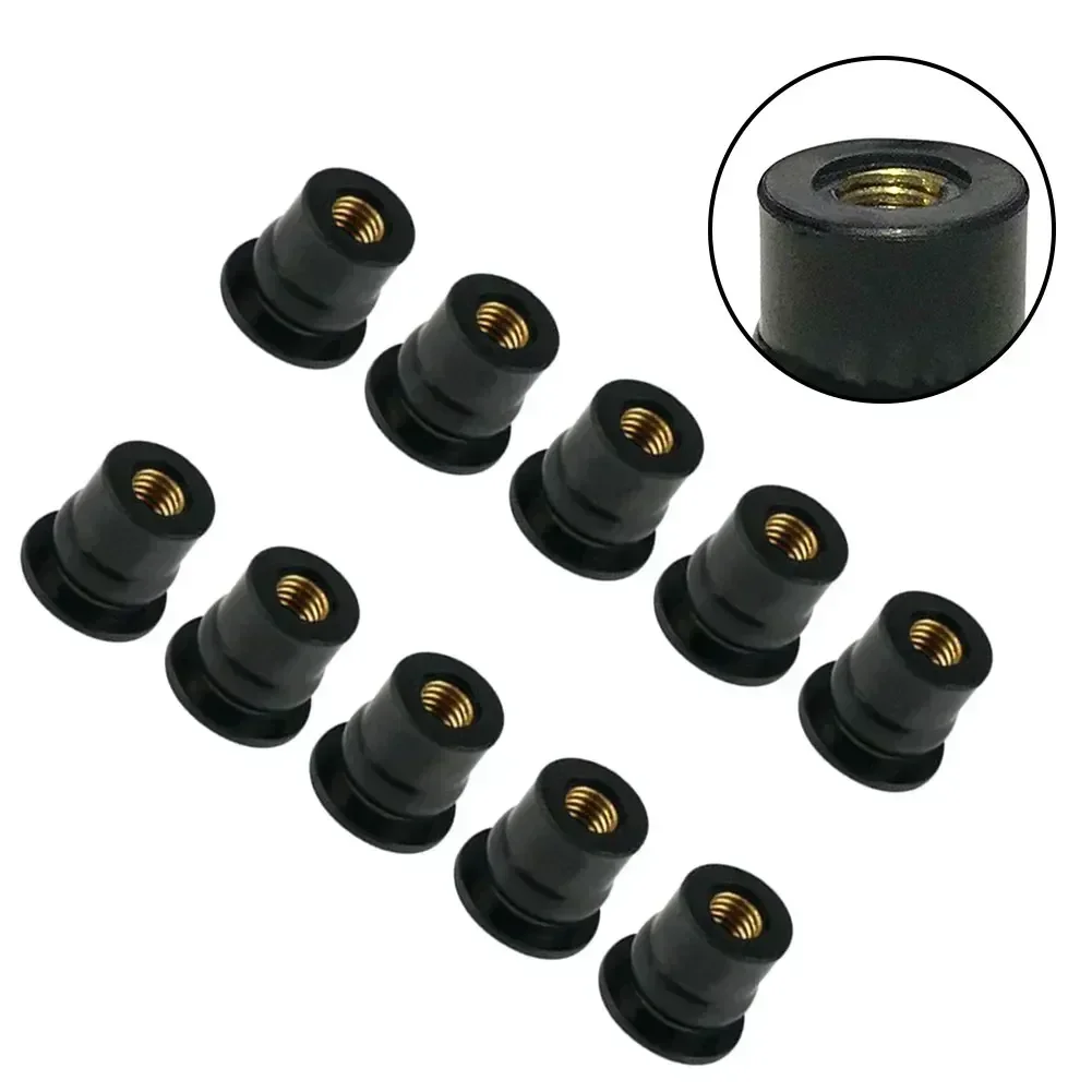 10PCS Motorcycle M6 Rubber Well Nuts Windscreen Fairing Moto Cycles Screws Bolts Accessories Damper Panel Mounting 6mm