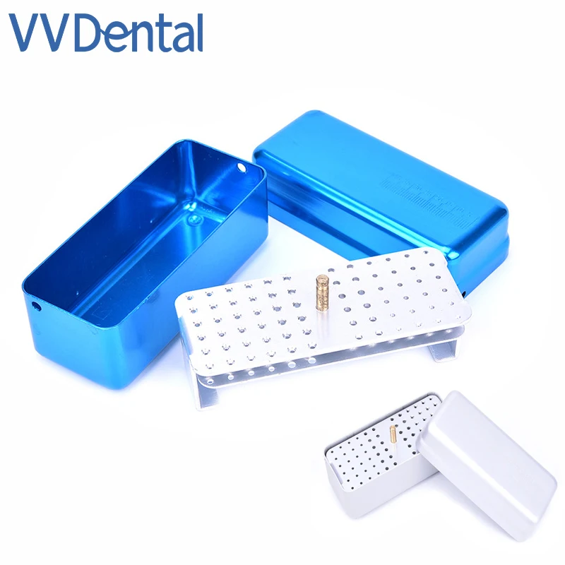 VVDental 72 Holes Dental Bur Box Aluminium Endo Files Disinfection Holder Box Autoclave Sterilizer Case Dentist Lab Instrument