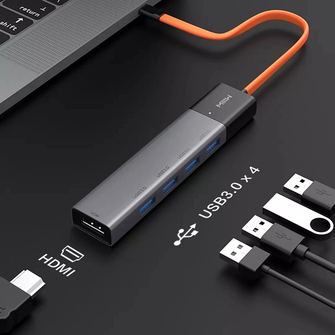 MIprospects W 7 en adaptateur de station d'accueil de hub de USB-C 1 /5 en 1 avec 4K HDMI HD affichage PD3.0 alimentation 3 * USB 3.0 /SD