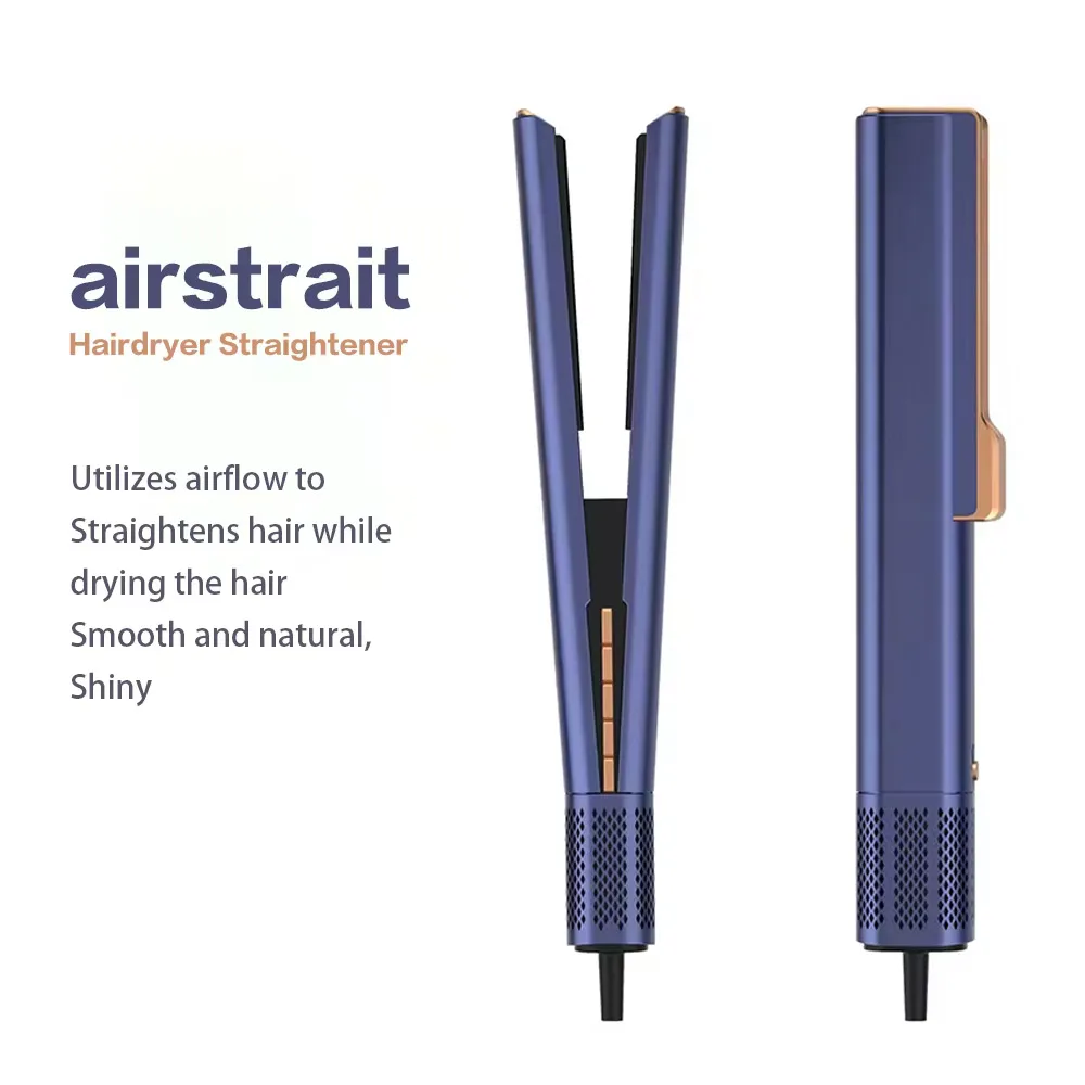 2 in 1 Airstrait Hair Straightener Hair Dryer 110000RMP Wet & Dry Straightener Air Wrapped Negative Ion Portable Clamps