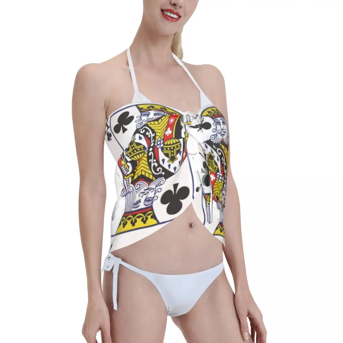 Carte classique de Poker personnalisée pour femmes, Sarongs courtes, enveloppe de plage, reine roi, pour maillots de bain, robes portefeuille pour Bikini, Cover-up pour maillot de bain