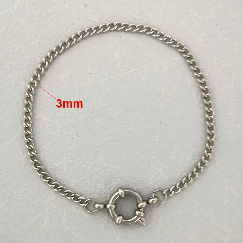 QMHJE Edelstahl Armband Fußkettchen Frauen Männer Anker Verschluss Perlen Kette Sailor Rad Geometrische Link Grundlegende DIY Gold Silber Farbe – Detail 6