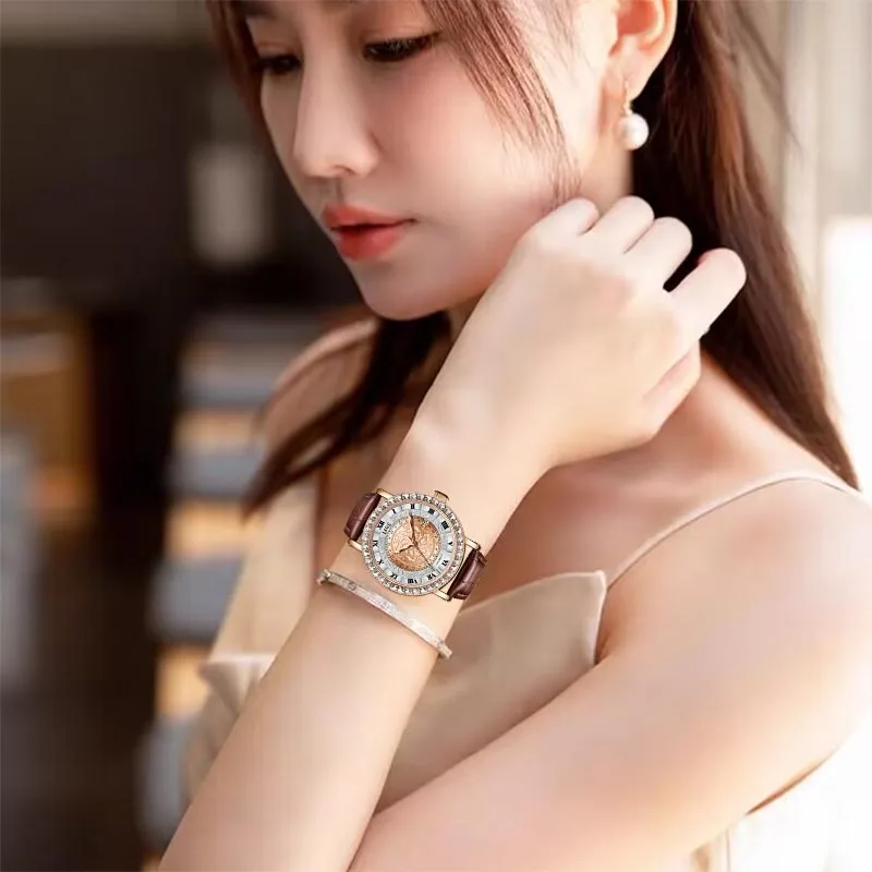 LIGE 2023 New Watches For Women Simple Rose Gold Wrist Watches Fashion Leather Watches Ladies Quartz Watch Clock Montre Femme