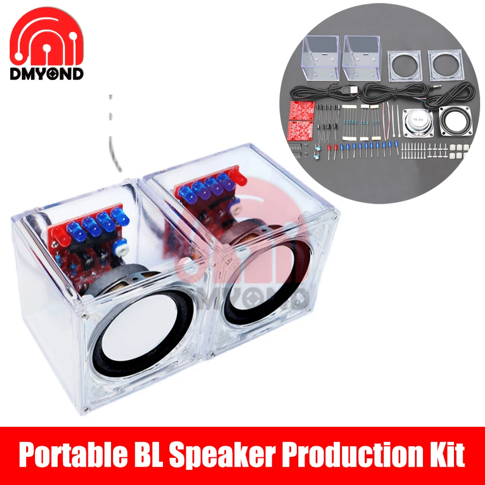 Kit de producción de altavoz BL portátil, piezas electrónicas de bricolaje, piezas de altavoz transparentes, accesorios de entrenamiento de soldadura, piezas de Audio DIY