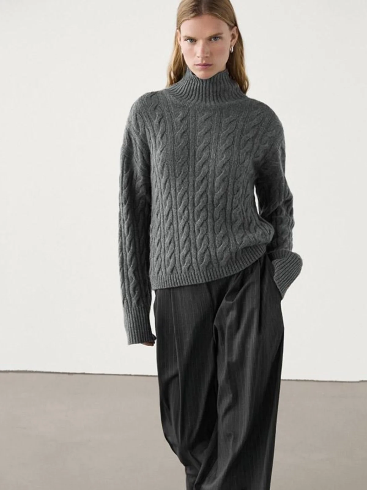 

Ay вязаный свитер с цветочным узором и высоким воротником, универсальный MD, женский модный осенне-зимний новый поступление, для поездок на работу, Sle