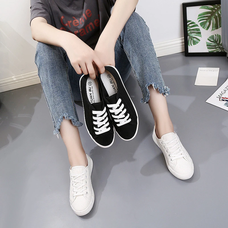 Summer Camp Canvas Sneakers Girls Cheerleading 2024 Teen Lace-up Shoes Spring Autumn Small White Shoes Student Sports Flat Shoes