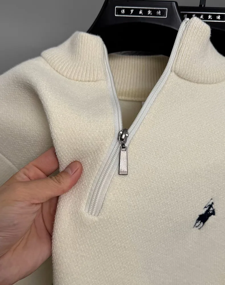 Hochwertiger Samt-Winterpullover Marken-Klassiker mit Paul-Pony-Stickerei Stehkragen Herren-Oberteil Verdickter Warmer Lässiger Strickpullover – Detail 16